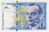 Billet de 50 francs à l'effigie d'Antoine de Saint-Exupéry (recto), années 1990