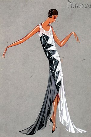 Jeanne Lanvin, dessin de collection, robe {Pénombre}, Printemps-été 1929