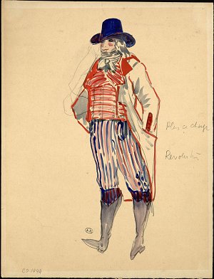 Maquette de costume de révolutionnaire pour {Plus ça change} de Rip (Paris, Théâtre Michel, 1918)