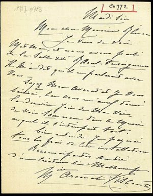 Lettre de la marquise Arconati Visconti adressée à Pierre-Henri Rémon, issue du dossier Don Arconati-Visconti, 1917