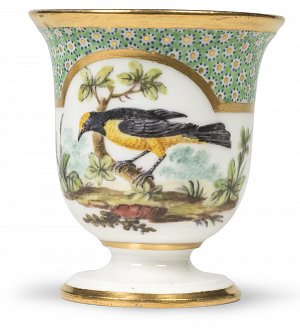 Tasse à glace à décor de « Tangara de Cayenne », porcelaine tendre, 1792