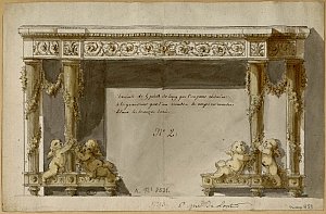 Modèle de cheminée masqué en console, Paris, vers 1771-1772