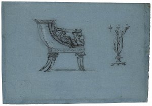 Pierre-Paul Prud'hon (1758-1823), « Projet de fauteuil et de flambeau pour la toilette de l'impératrice Marie-Louise », 1810