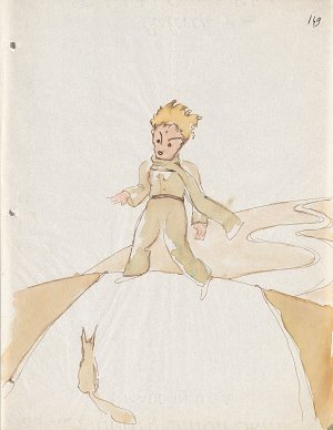 Antoine de Saint-Exupéry, {Le petit prince et le renard}, étude pour {Le Petit Prince}, 1942 ou 1943