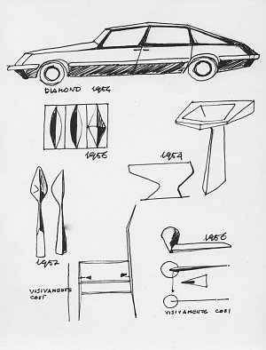 Dessins présentés à l'exposition sur le design industriel à la IXe Triennale de Milan, 1957