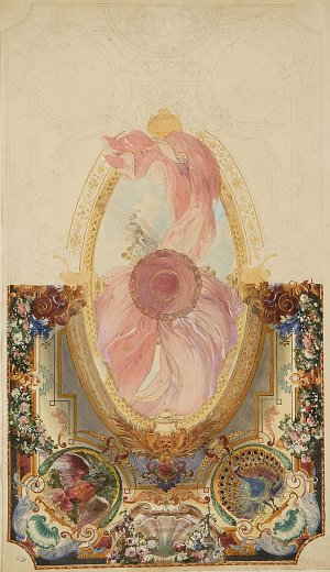 Eugène Lami, {Projet de décor de plafond pour le salon de la danse du château de Boulogne-sur-Seine}, vers 1855