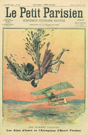 Cammey, {Les hommes volants}, Une du Petit Parisien, Supplément littéraire illustré, 8 décembre 1907