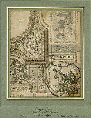 Charles Le Brun, {Projet pour le plafond du Grand Cabinet du roi aux Tuileries}, vers 1665-1671