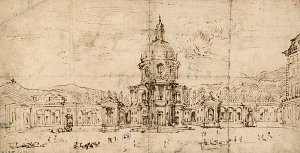 Filippo Juvarra (1678-1736), « Premier projet pour la chapelle Saint Hubert à la Venaria Reale, Turin », vers 1716 