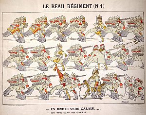 « Le beau régiment. En Route vers Calais... », planche n° 1